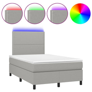 Letto a Molle Materasso e LED Grigio Chiaro 120x190 cm Tessuto 3270190