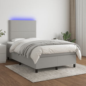 Letto a Molle Materasso e LED Grigio Chiaro 120x190 cm Tessuto 3270190