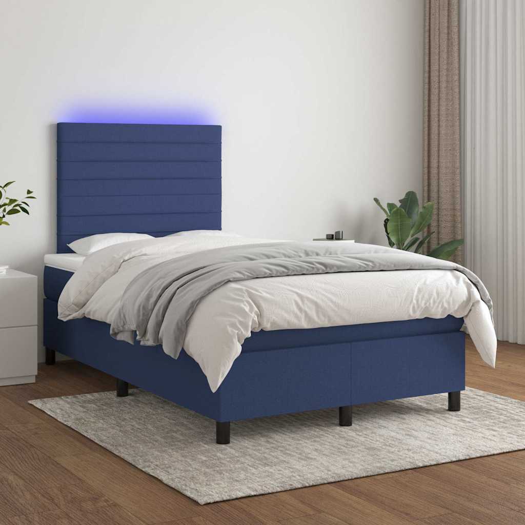 Letto a Molle con Materasso e LED Blu 120x190 cm in Tessuto 3270210