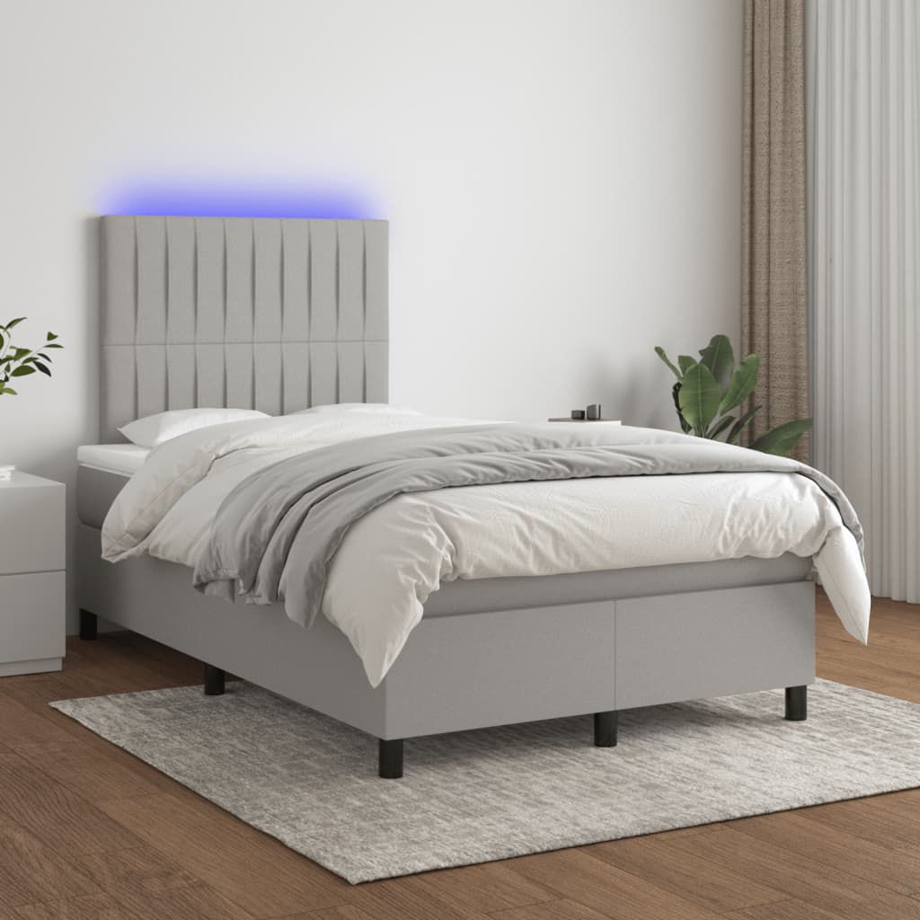 Letto a Molle Materasso e LED Grigio Chiaro 120x190 cm Tessuto 3270211