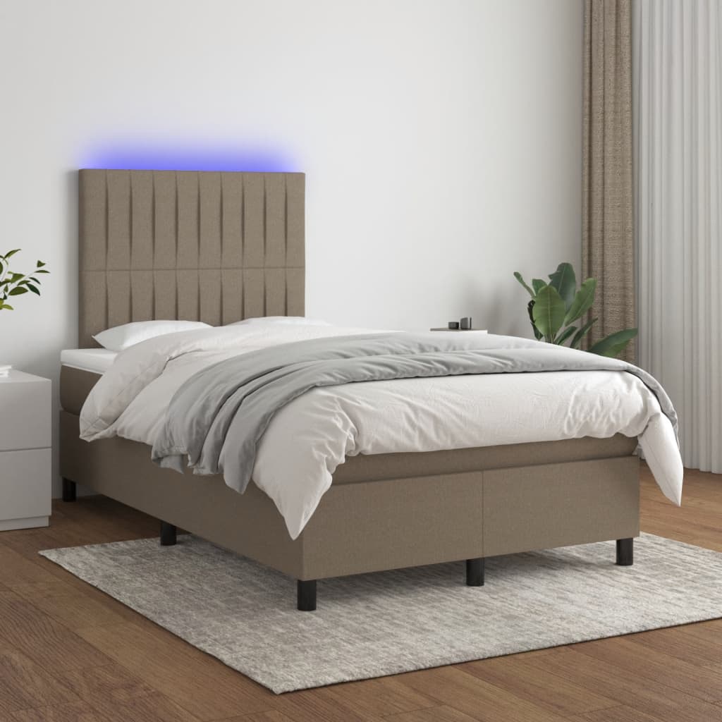Letto a Molle con Materasso e LED Tortora 120x190 cm in Tessuto 3270215