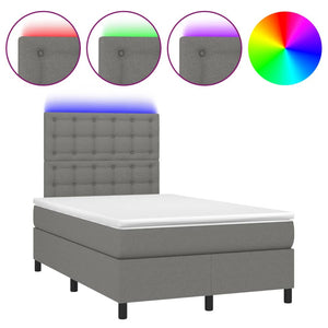 Letto a Molle Materasso e LED Grigio Scuro 120x190cm in Tessutocod mxl 115797