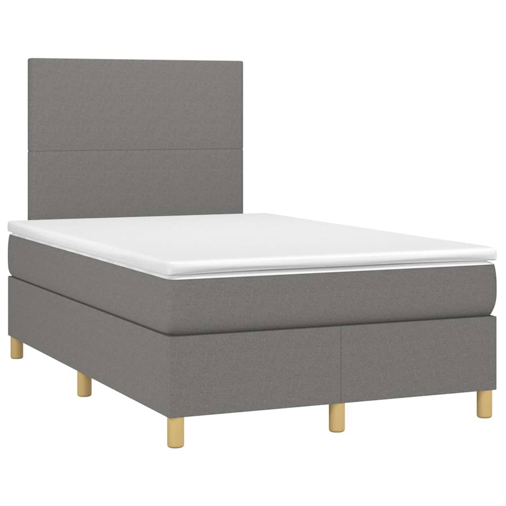 Letto a Molle Materasso e LED Grigio Scuro 120x190cm in Tessuto 3270233