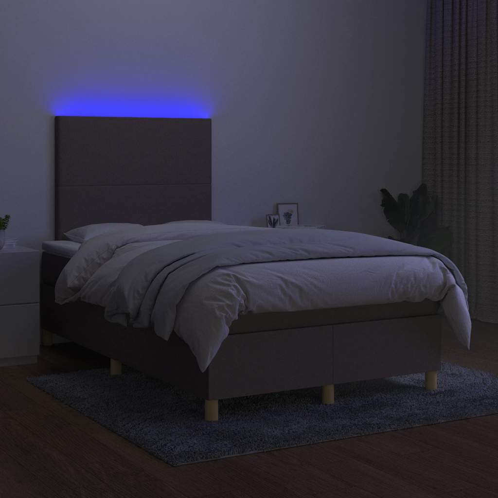 Letto a Molle con Materasso e LED Tortora 120x190 cm in Tessuto 3270236