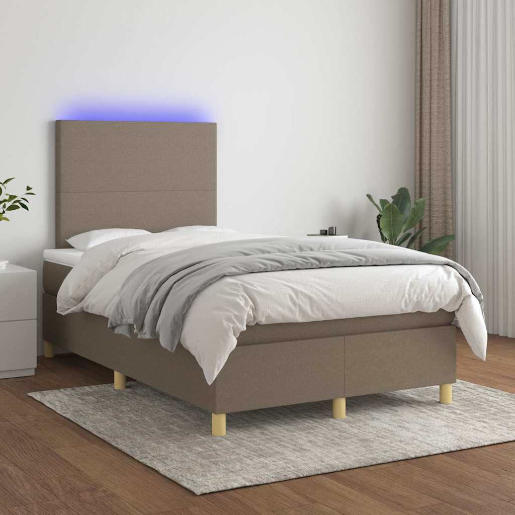 Letto a Molle con Materasso e LED Tortora 120x190 cm in Tessuto 3270236