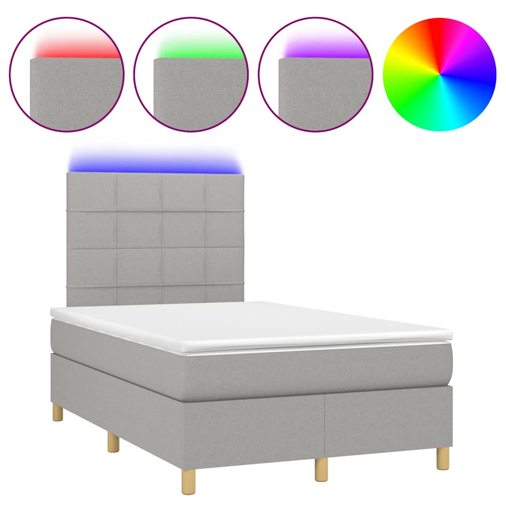 Letto a Molle Materasso e LED Grigio Chiaro 120x190 cm Tessuto 3270246