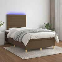 Letto a Molle Materasso e LED MarroneScuro 120x190cm in Tessuto 3270256