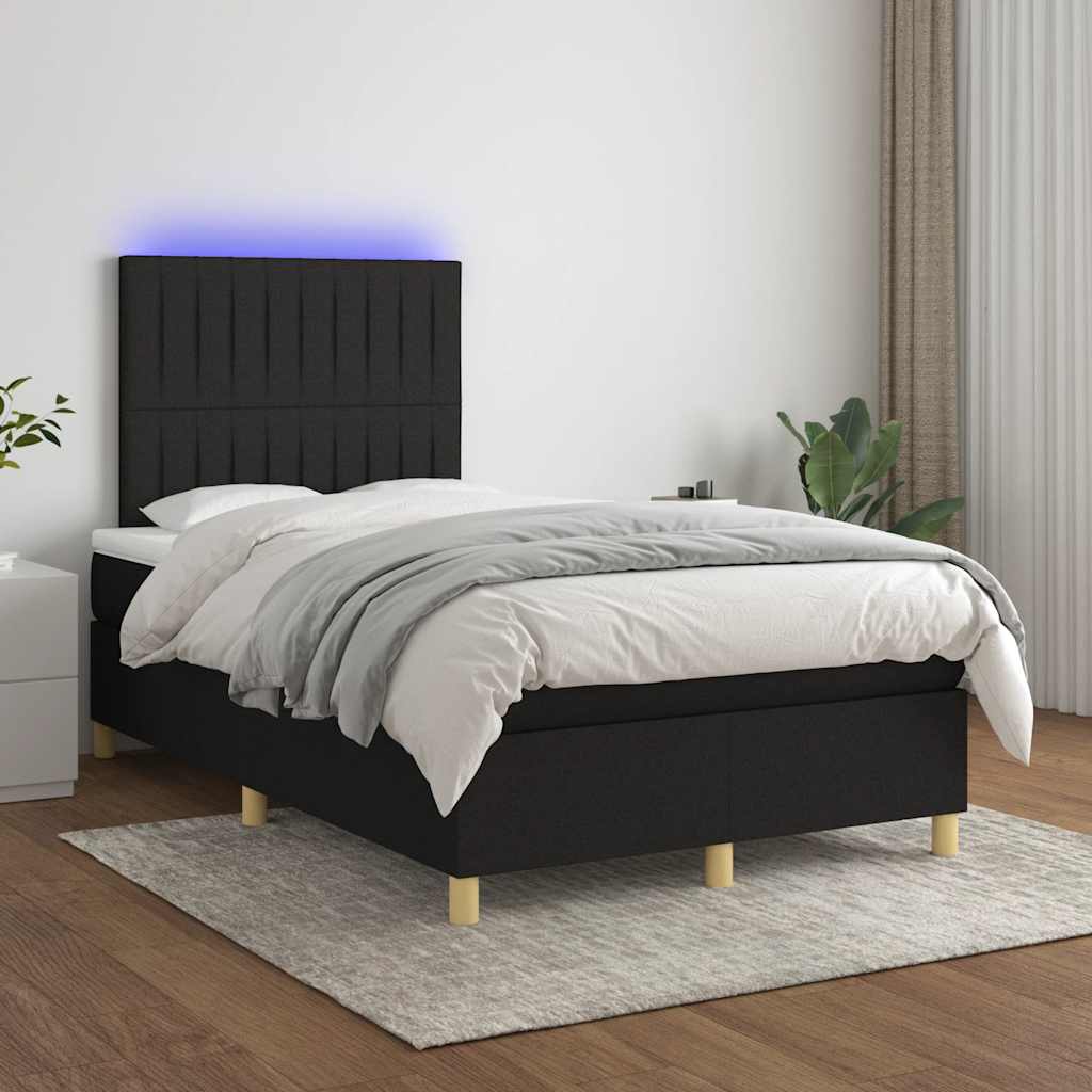 Letto a Molle con Materasso e LED Nero 120x190 cm in Tessuto 3270262