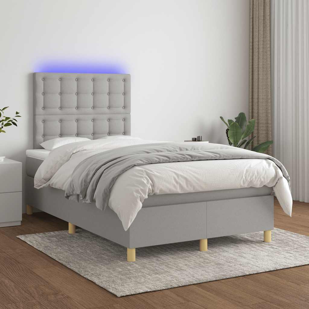 Letto a Molle Materasso e LED Grigio Chiaro 120x190 cm Tessuto 3270274