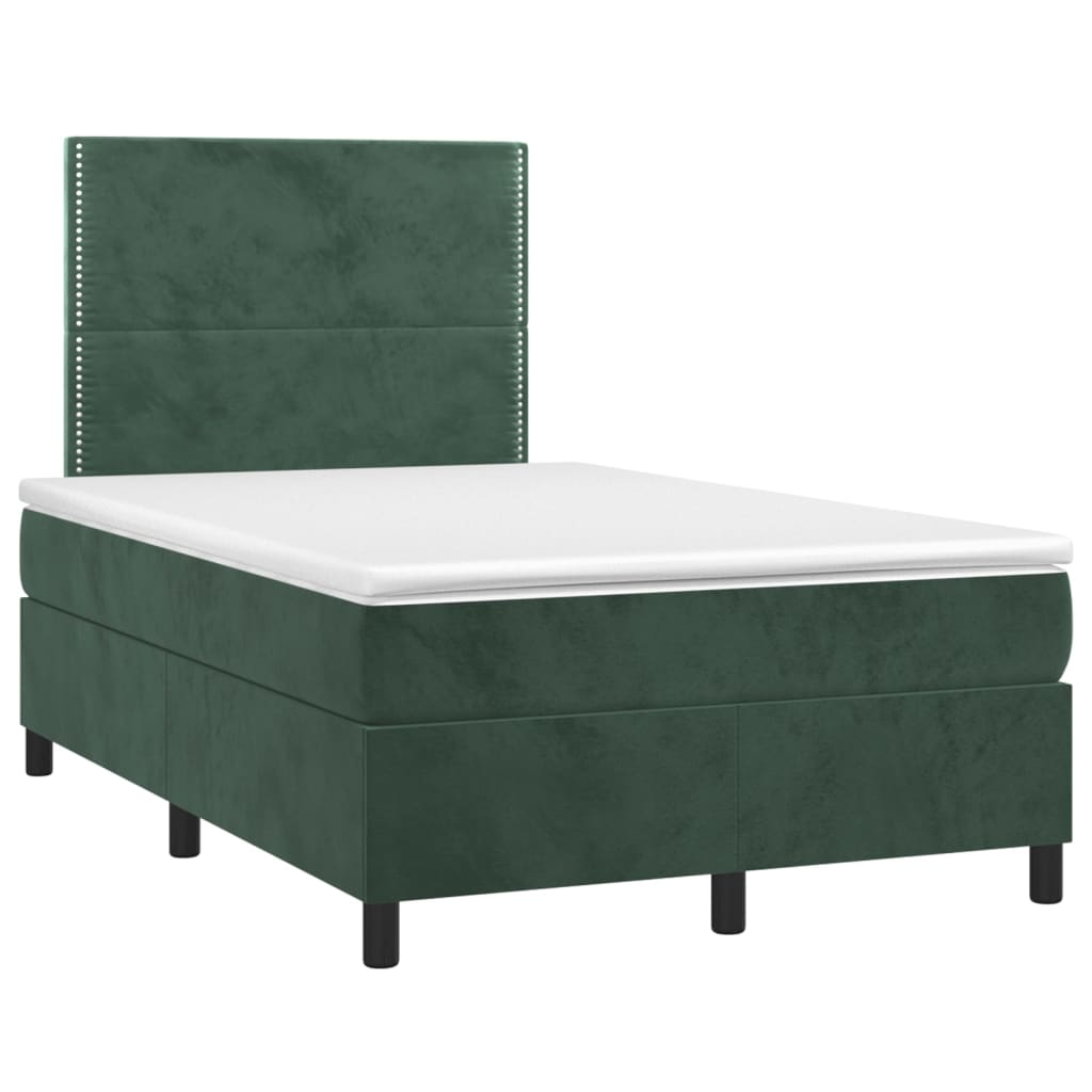 Letto a Molle con Materasso e LED Verde Scuro 120x190cm Vellutocod mxl 91864