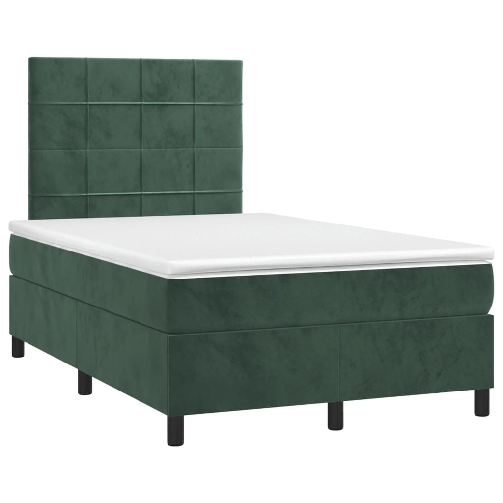 Letto a Molle con Materasso e LED Verde Scuro 120x190cm Velluto 3270314