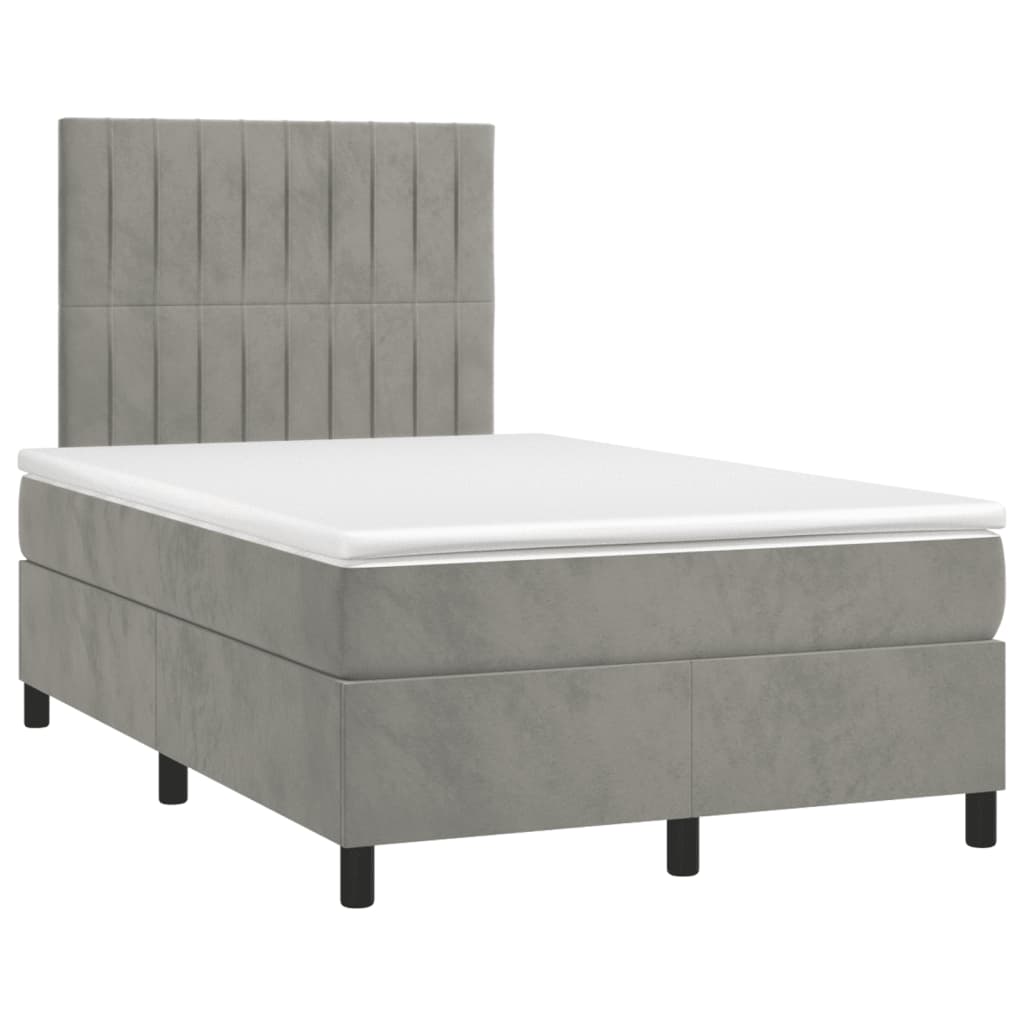 Letto a Molle Materasso e LED Grigio Chiaro 120x190 cm Velluto 3270323