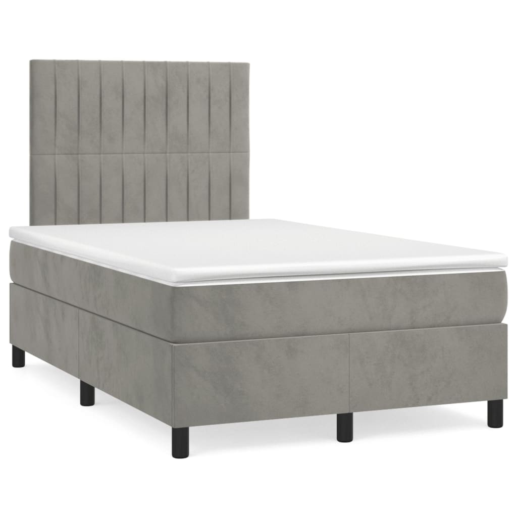 Letto a Molle Materasso e LED Grigio Chiaro 120x190 cm Velluto 3270323