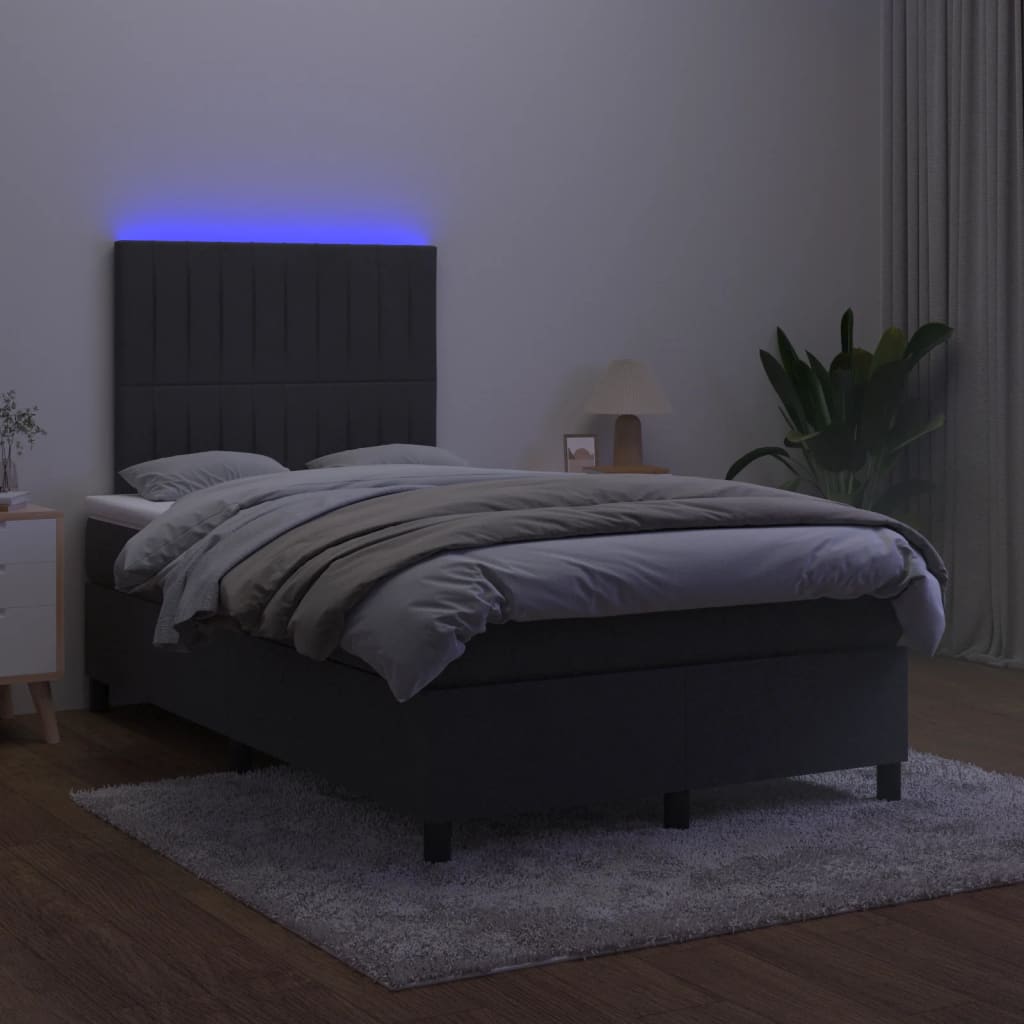 Letto a Molle con Materasso e LED Nero 120x190 cm in Velluto 3270325