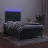 Letto a Molle con Materasso e LED Verde Scuro 120x190cm Velluto 3270338