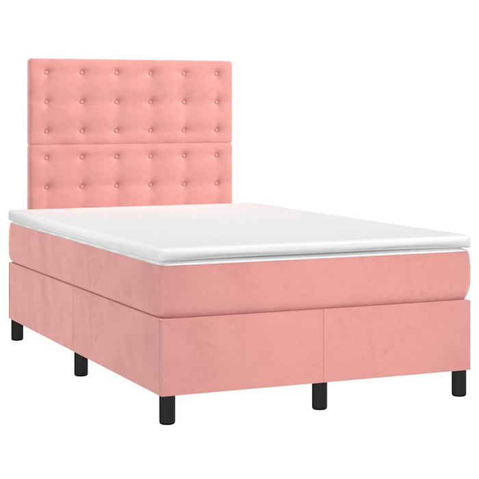 Letto a Molle con Materasso e LED Rosa 120x190 cm in Velluto 3270340