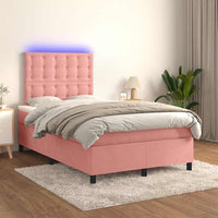 Letto a Molle con Materasso e LED Rosa 120x190 cm in Velluto 3270340