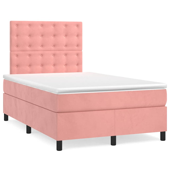 Letto a Molle con Materasso e LED Rosa 120x190 cm in Velluto 3270340