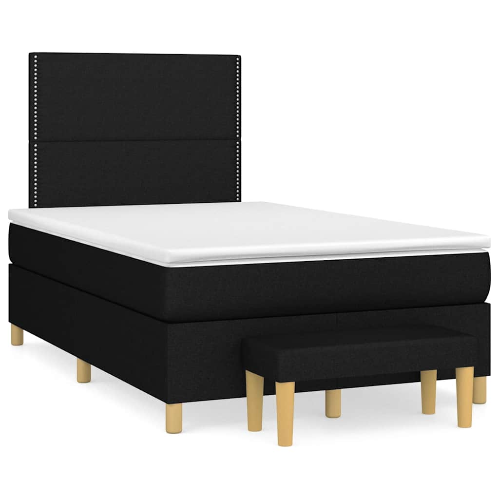 vidaXL Giroletto a Molle con Materasso Nero 120x190 cm in Tessuto