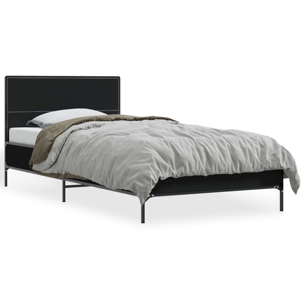 Giroletto-Struttura Letto Nero 100x200 cm in Legno Multistrato e Metallo 439761