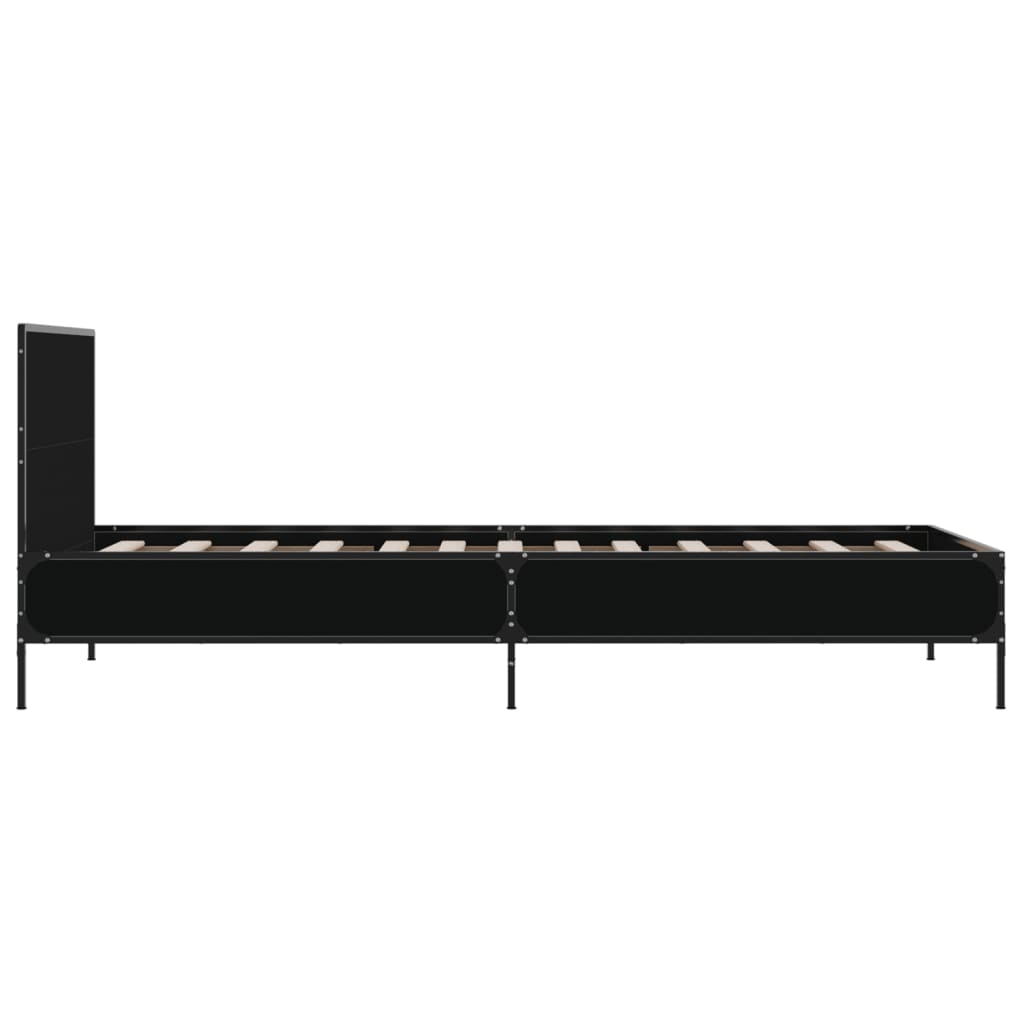 Giroletto-Struttura Letto Nero 100x200 cm in Legno Multistrato e Metallo 439761