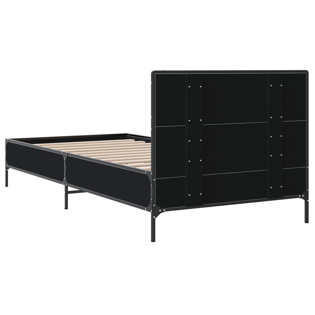 Giroletto-Struttura Letto Nero 100x200 cm in Legno Multistrato e Metallo 439761
