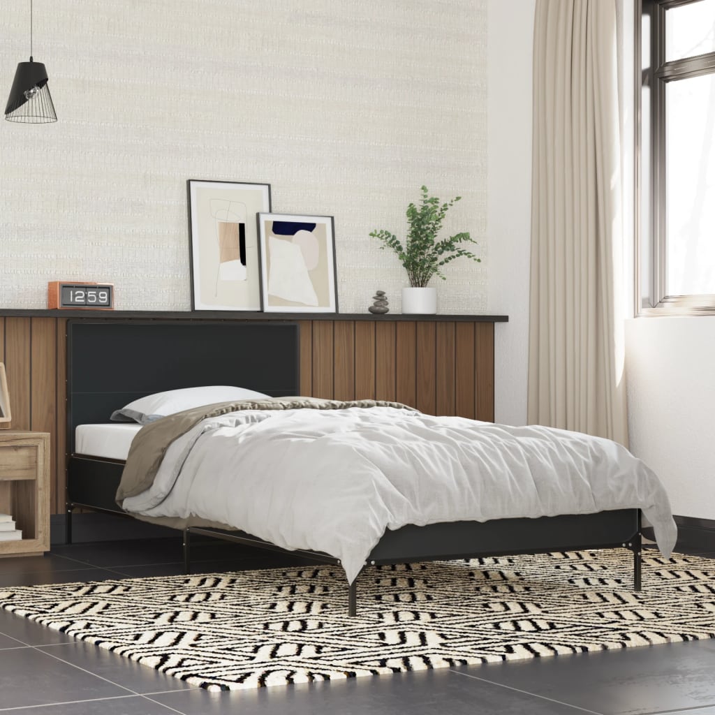 Giroletto-Struttura Letto Nero 100x200 cm in Legno Multistrato e Metallo 439761