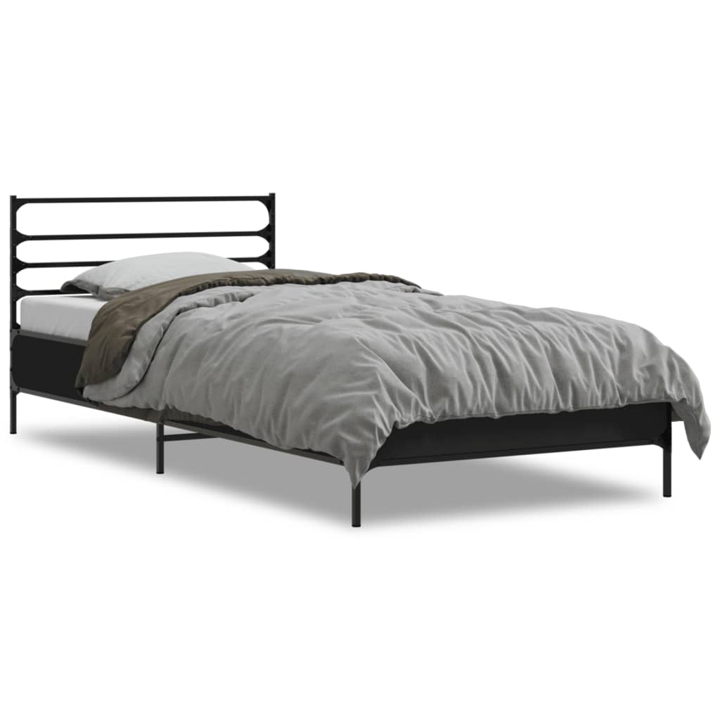 Giroletto-Struttura Letto Nero 90x200 cm in Legno Multistrato e Metallo 820921