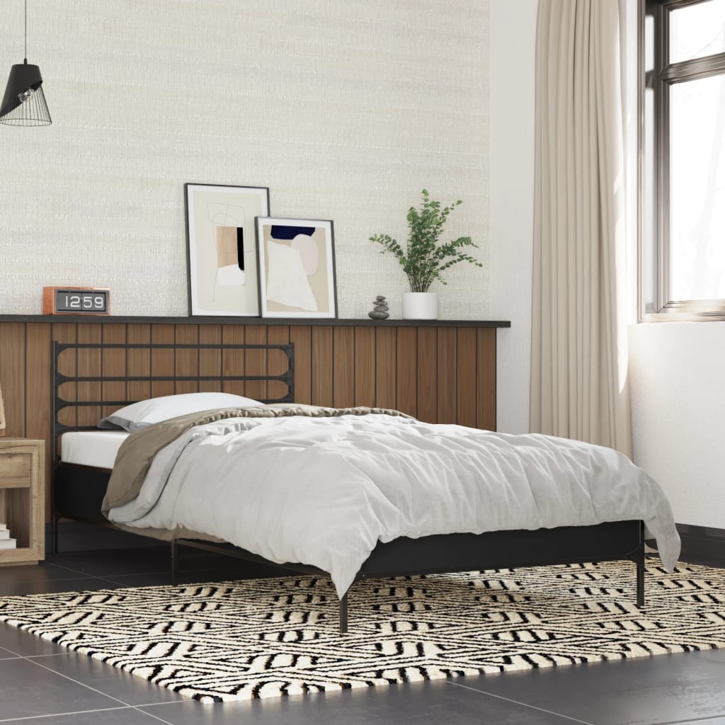 Giroletto-Struttura Letto Nero 90x200 cm in Legno Multistrato e Metallo 820921