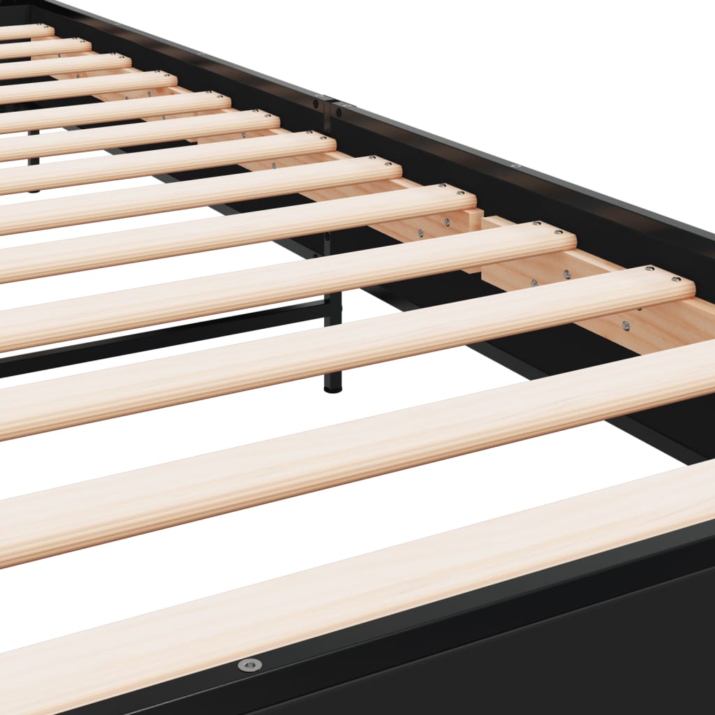 Giroletto Nero 100x200 cm in Legno Multistrato e Metallo 845587