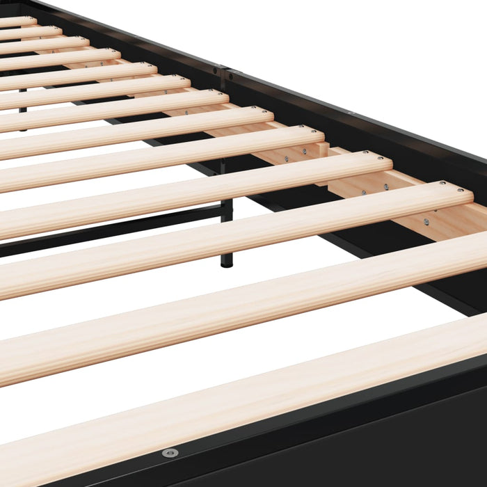 Giroletto-Struttura Letto Nero 100x200 cm in Legno Multistrato e Metallo 486756