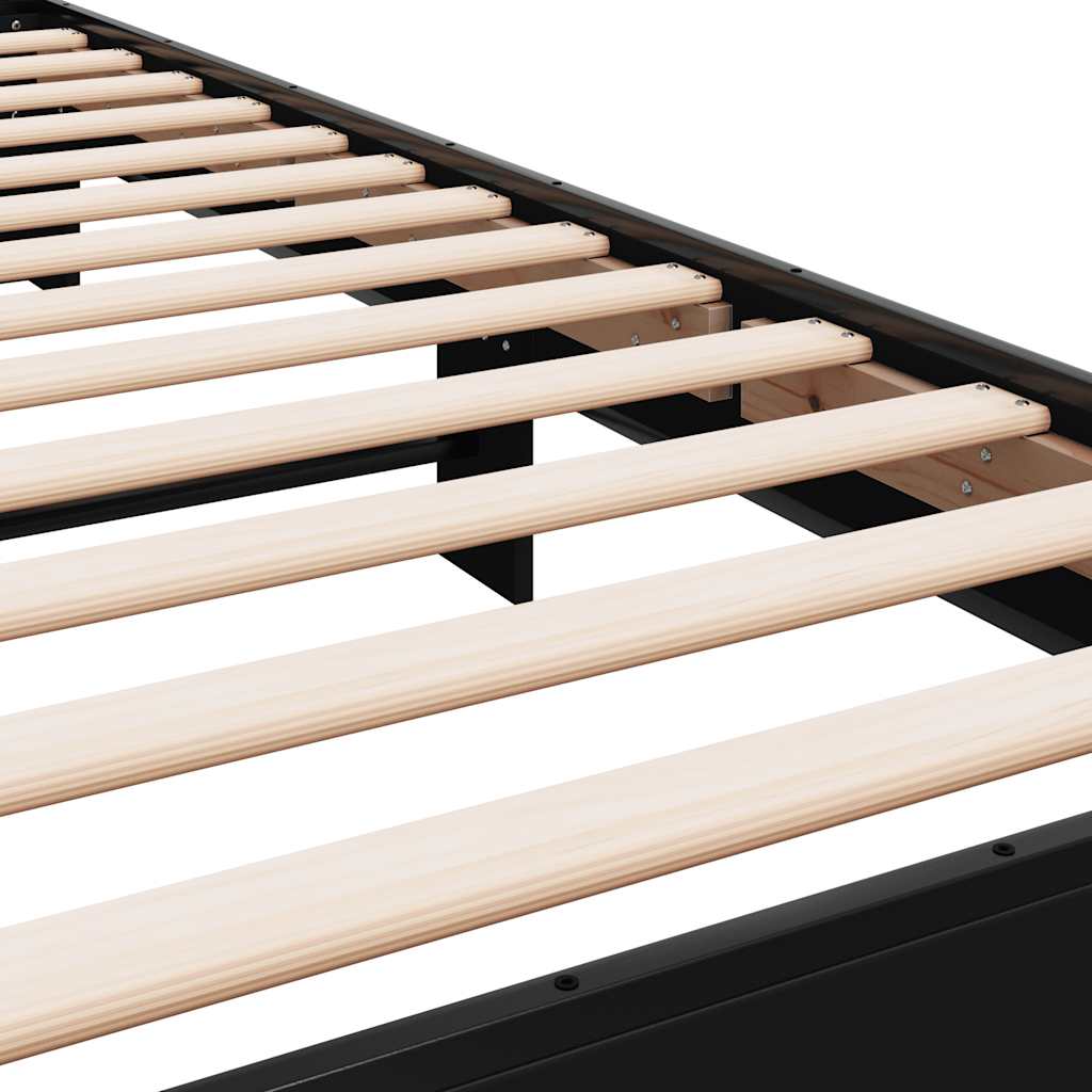 Giroletto Nero 75x190 cm in Legno Multistrato e Metallo 845812