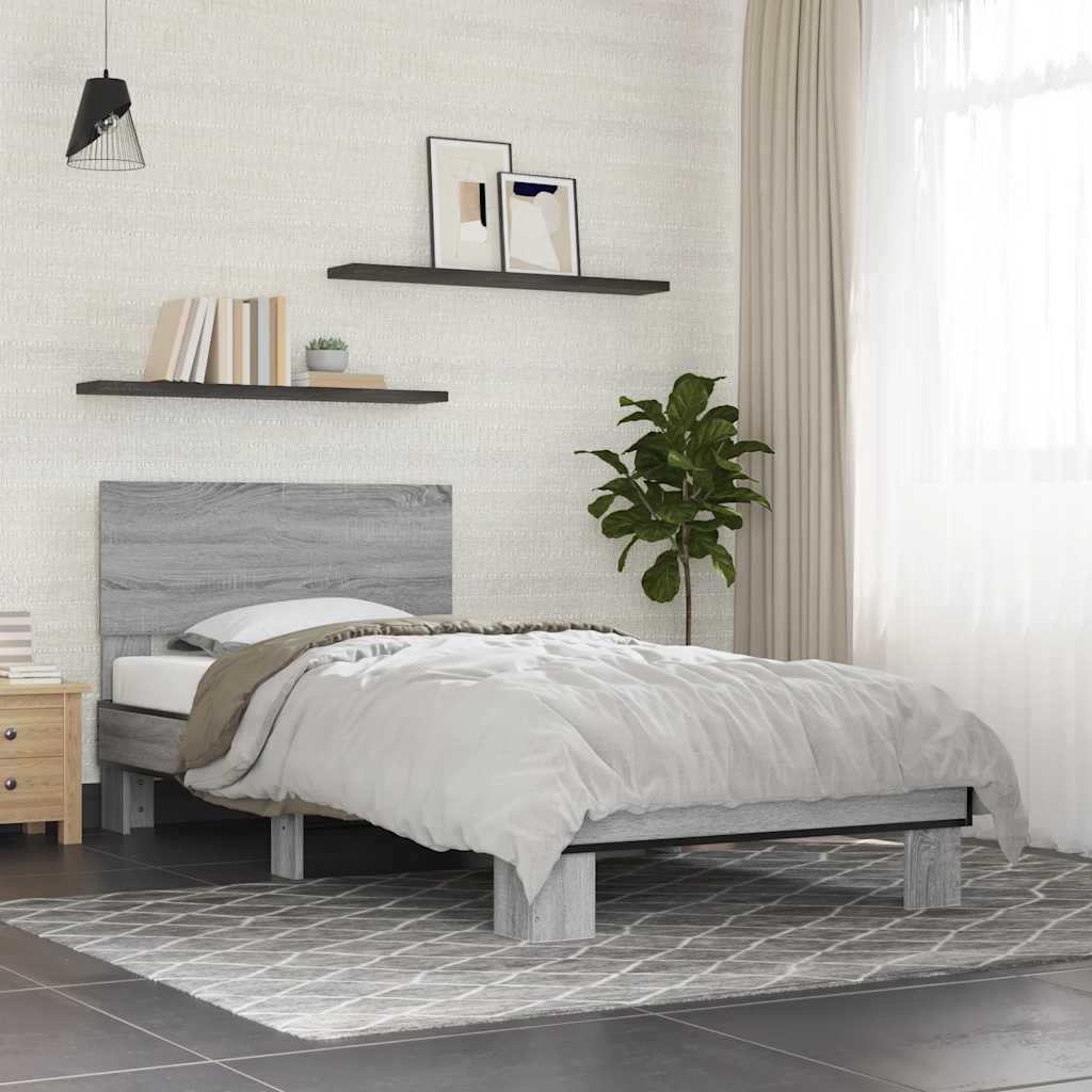 Giroletto Grigio Sonoma 75x190cm in Legno Multistrato e Metallo 845815