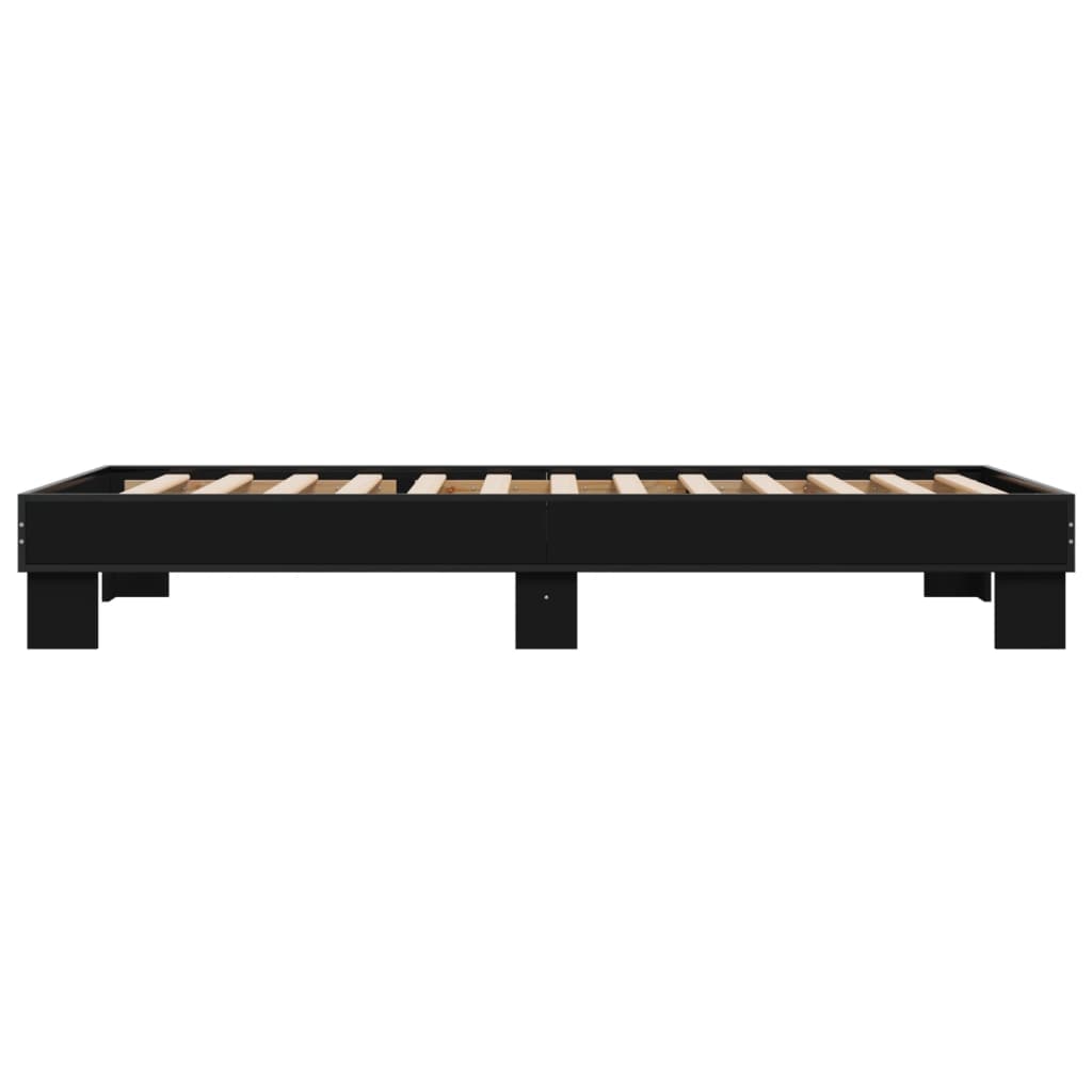 Giroletto-Struttura Letto Nero 75x190 cm in Legno Multistrato e Metallo 854221