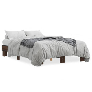 Giroletto-Struttura Letto Rovere Marrone 140x190cm in Legno Multistrato Metallo 767444