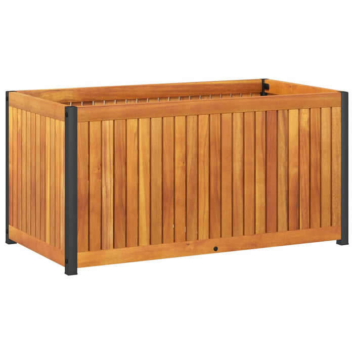 Vassoio per fioriera aiuola rialzata piante fiori terrazza giardino 85 x 45 x 44 cm legno massello di acacia e acciaio marrone 02_0037961