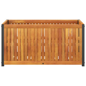 Vassoio per fioriera aiuola rialzata piante fiori terrazza giardino 85 x 45 x 44 cm legno massello di acacia e acciaio marrone 02_0037961