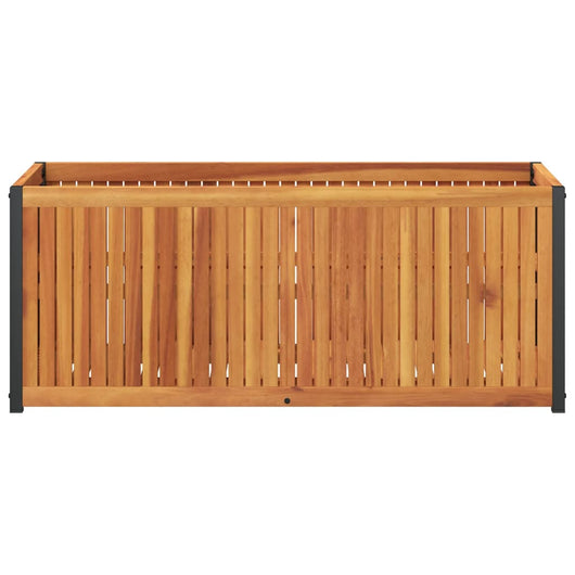 Fioriera rialzata per aiuola da giardino terrazza 110 x 45 x 44 cm legno massello di acacia e acciaio marrone 02_0037359