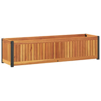 Fioriera rialzata per aiuola terrazza giardino 110 x 30 x 275 cm legno massello di acacia e acciaio marrone 02_0037323