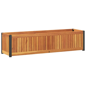 Fioriera rialzata per aiuola terrazza giardino 110 x 30 x 275 cm legno massello di acacia e acciaio marrone 02_0037323