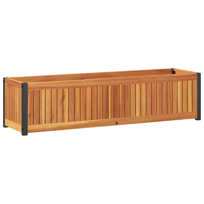 Fioriera rialzata per aiuola terrazza giardino 110 x 30 x 275 cm legno massello di acacia e acciaio marrone 02_0037323