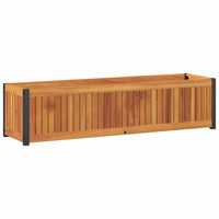 Fioriera rialzata per aiuola terrazza giardino 110 x 30 x 275 cm legno massello di acacia e acciaio marrone 02_0037323