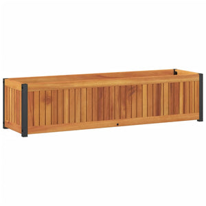 Fioriera rialzata per aiuola terrazza giardino 110 x 30 x 275 cm legno massello di acacia e acciaio marrone 02_0037323