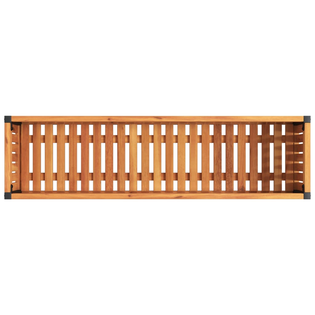 Fioriera rialzata per aiuola terrazza giardino 110 x 30 x 275 cm legno massello di acacia e acciaio marrone 02_0037323