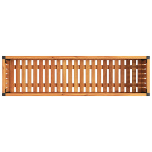 Fioriera rialzata per aiuola terrazza giardino 110 x 30 x 275 cm legno massello di acacia e acciaio marrone 02_0037323