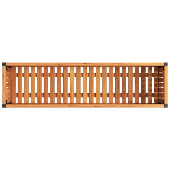 Fioriera rialzata per aiuola terrazza giardino 110 x 30 x 275 cm legno massello di acacia e acciaio marrone 02_0037323