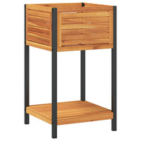 Fioriera rialzata per giardino terrazza e scaffale 45 x 45 x 80 cm in legno massello di acacia e acciaio marrone 02_0038618