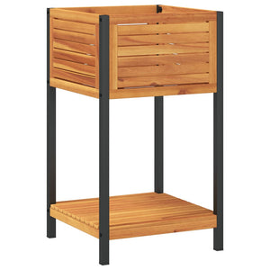 vidaXL Fioriera con Ripiano 45x45x80 cm in Legno Acacia e Acciaio