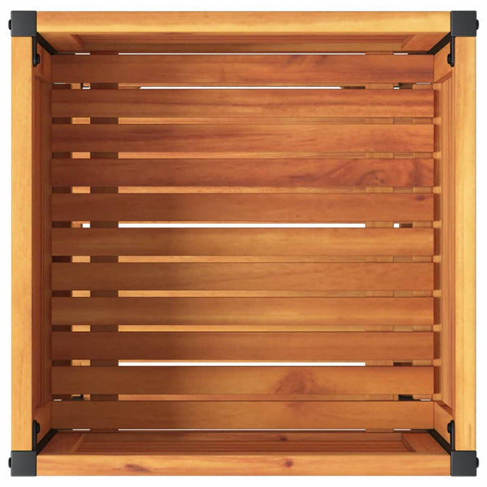 Fioriera con Ripiano 45x45x80 cm in Legno Acacia e Acciaio 367616