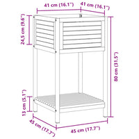 Fioriera con Ripiano 45x45x80 cm in Legno Acacia e Acciaio 367616